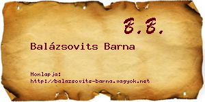 Balázsovits Barna névjegykártya
