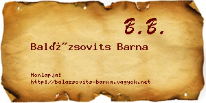 Balázsovits Barna névjegykártya