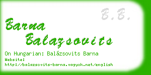 barna balazsovits business card